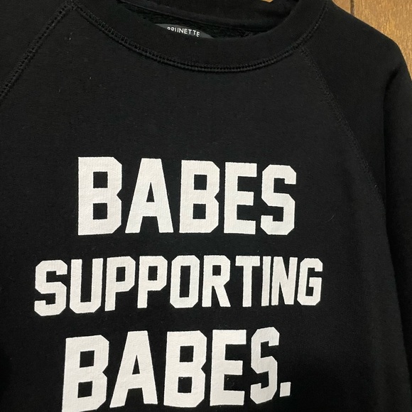 Black “Babes Supporting Babes” Brunette The Label Crewneck Sweatshirt S/M - Picture 4 of 5